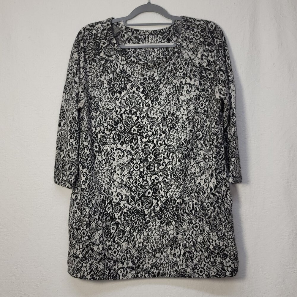 739. Soma Live Lounge Wear Shirt Black White Sz L